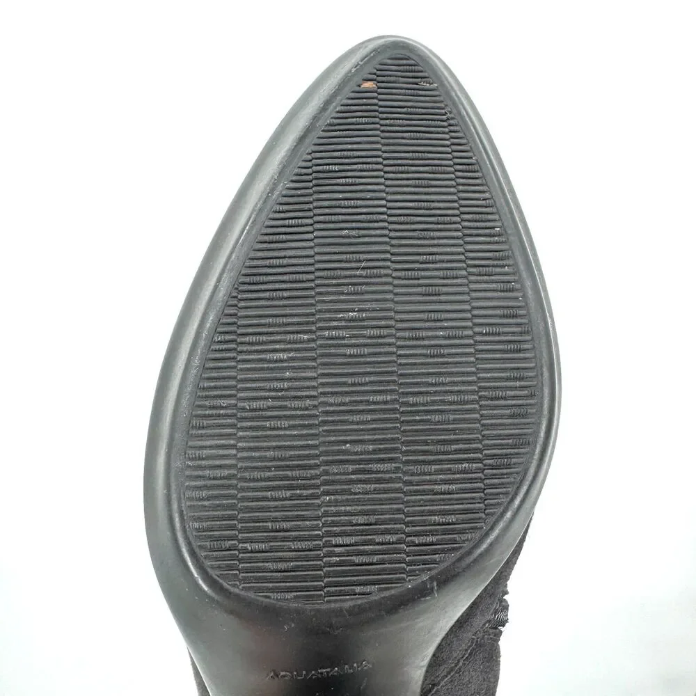 AQUATALIA Dark Gray Suede Bead Studded Heeled Booties Size 10